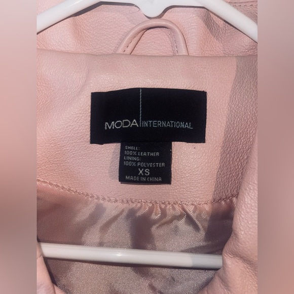 Moda International pink leather moto jacket XS - Picture 4 of 4